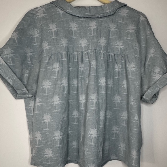 ZARA Blue Palm Tree Button-Up Shirt | Size M - Picture 10 of 14
